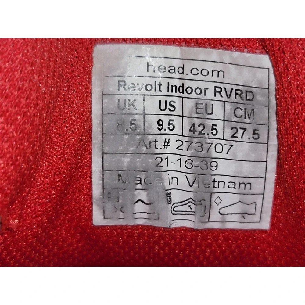 Head Revolt RVRD Men's Size 9.5 Black Red Indoor Court‎ Pickleball Tennis Shoes